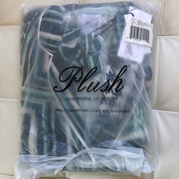 Plush Revolve green patchwork Silky Scrunchie pajama set NEW sz XS - Picture 12 of 12